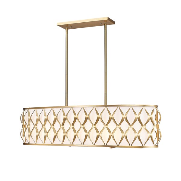 Z-Lite Harden Linear Chandelier, 10-Light, 13 In.W x 43 In.L x 11.75 In.H, Modern Gold/White 1948-42L-MGLD - main